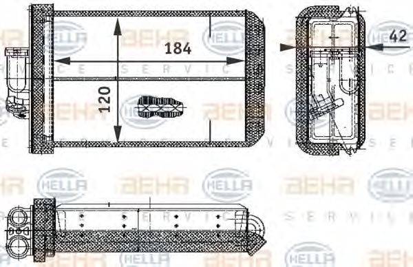 BEHR HELLA SERVICE 8FH351312781 Теплообмінник, опалення салону