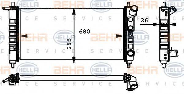 BEHR HELLA SERVICE 8MK376712701 Радіатор, охолодження двигуна