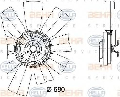 BEHR HELLA SERVICE 8MV376729421 Вентилятор, охолодження двигуна