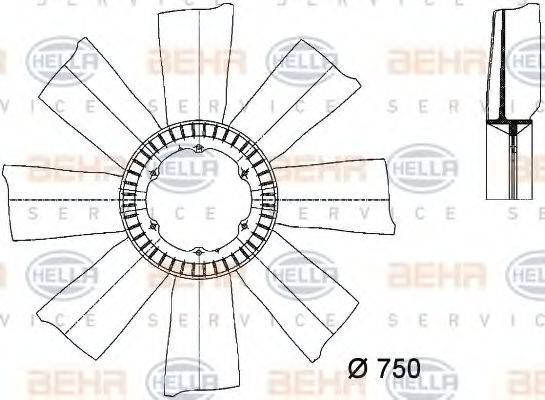 BEHR HELLA SERVICE 8MV376733151 Крильчатка вентилятора, охолодження двигуна