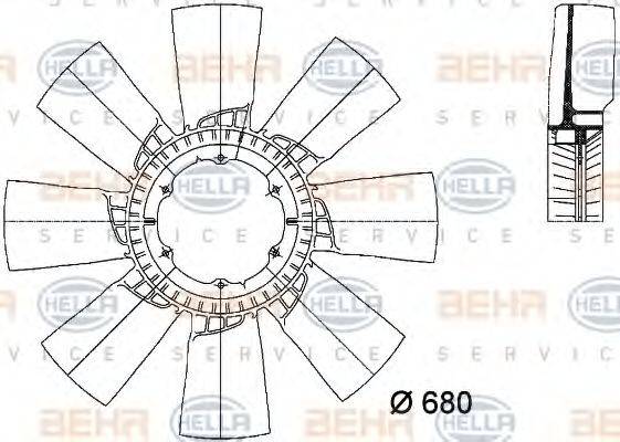 BEHR HELLA SERVICE 8MV376733271 Крильчатка вентилятора, охолодження двигуна