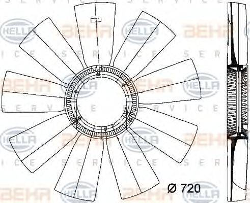 BEHR HELLA SERVICE 8MV376733291 Крильчатка вентилятора, охолодження двигуна