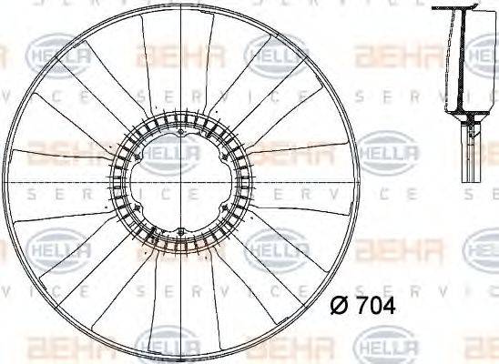 BEHR HELLA SERVICE 8MV376741171 Крильчатка вентилятора, охолодження двигуна