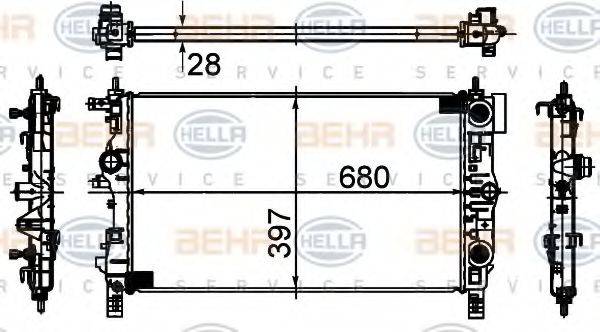 BEHR HELLA SERVICE 8MK376749861 Радіатор, охолодження двигуна