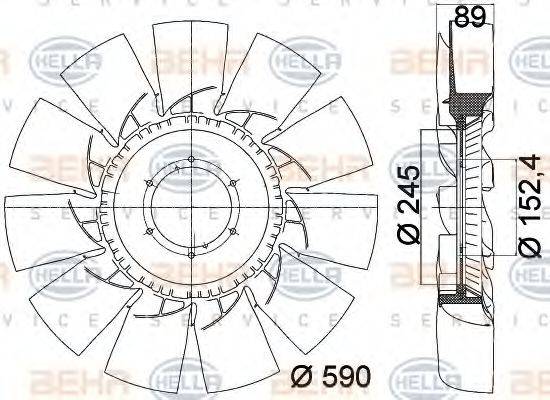 BEHR HELLA SERVICE 8MV376757761 Крильчатка вентилятора, охолодження двигуна