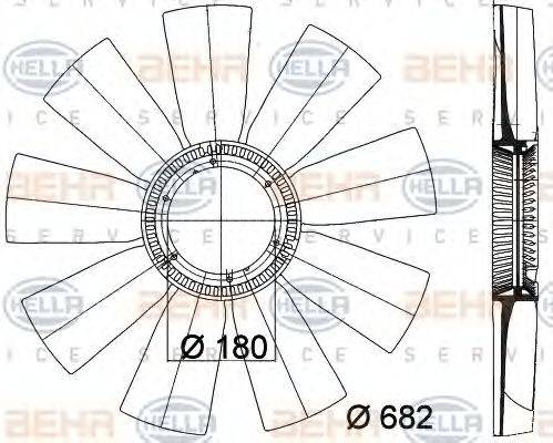 BEHR HELLA SERVICE 8MV376757771 Крильчатка вентилятора, охолодження двигуна