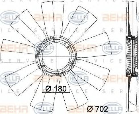 BEHR HELLA SERVICE 8MV376757781 Крильчатка вентилятора, охолодження двигуна