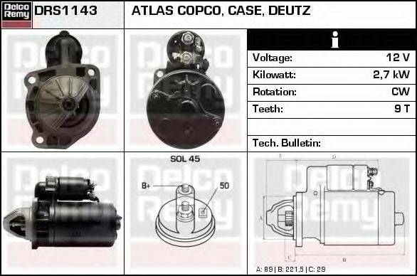 DELCO REMY DRS1143 Стартер