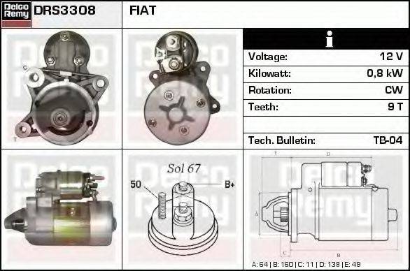 DELCO REMY DRS3308 Стартер