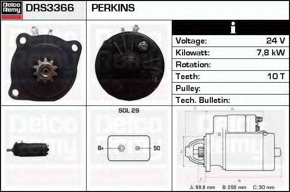 DELCO REMY DRS3366 Стартер