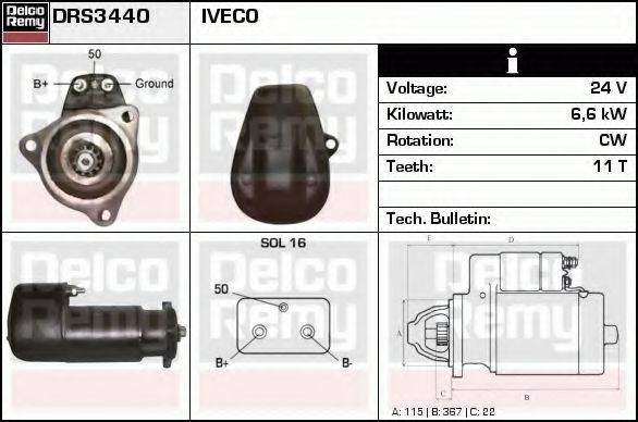 DELCO REMY DRS3440 Стартер