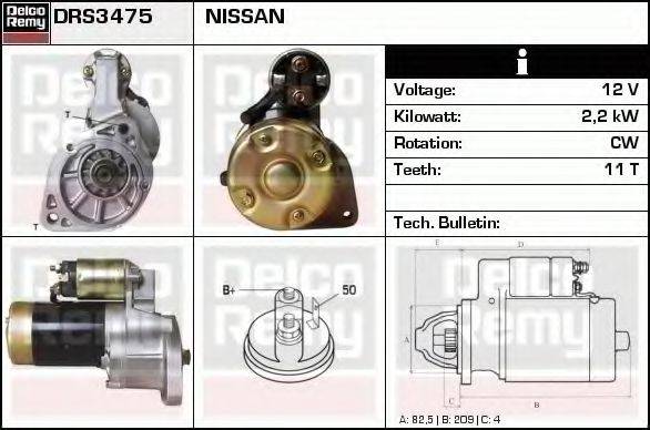 DELCO REMY DRS3475 Стартер