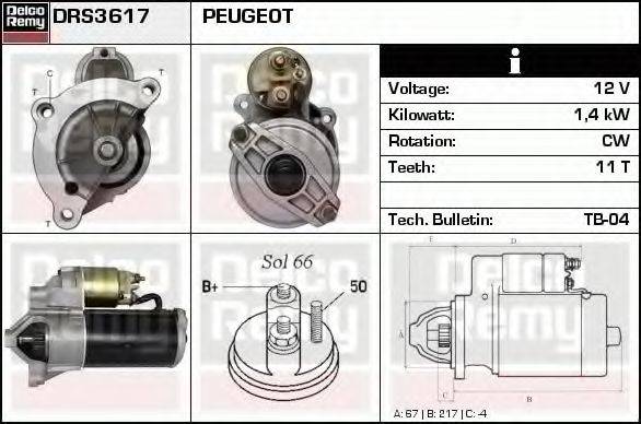 DELCO REMY DRS3617 Стартер