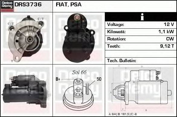 DELCO REMY DRS3736 Стартер