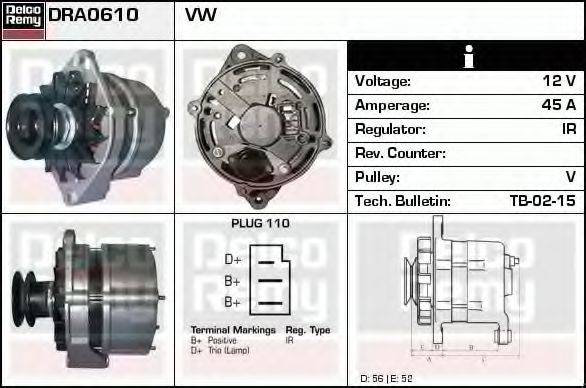 DELCO REMY DRA0610 Генератор