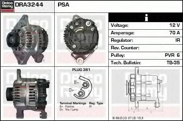 DELCO REMY DRA3244 Генератор