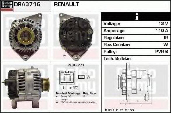 DELCO REMY DRA3716 Генератор