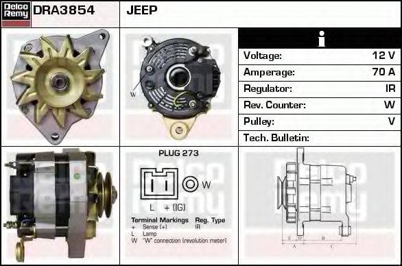 DELCO REMY DRA3854 Генератор