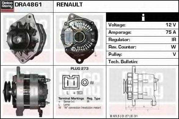 DELCO REMY DRA4861 Генератор