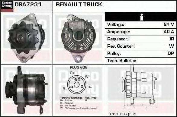 DELCO REMY DRA7231 Генератор