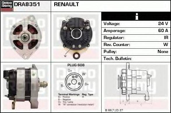 DELCO REMY DRA8351 Генератор