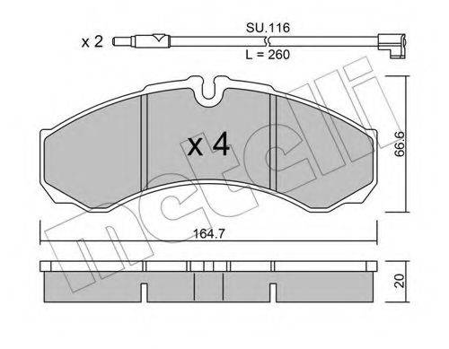 METELLI 2202127K Комплект гальмівних колодок, дискове гальмо