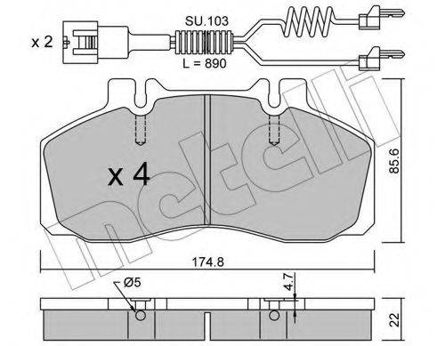 METELLI 2202660K Комплект гальмівних колодок, дискове гальмо