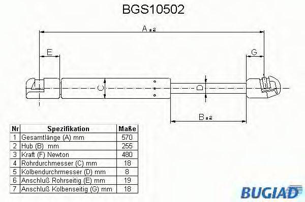 BUGIAD BGS10502 Газова пружина, кришка багажника