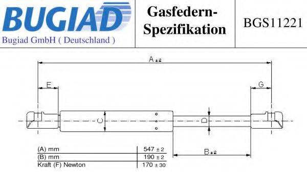 BUGIAD BGS11221 Газова пружина, заднє скло