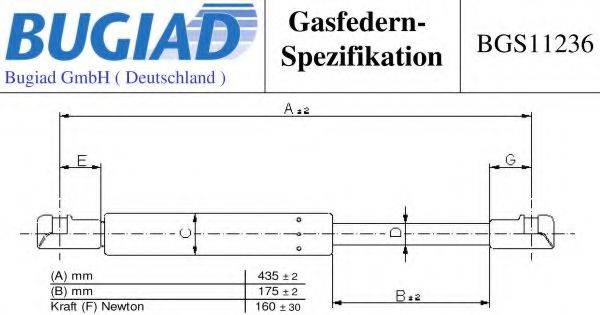 BUGIAD BGS11236 Газова пружина, кришка багажника