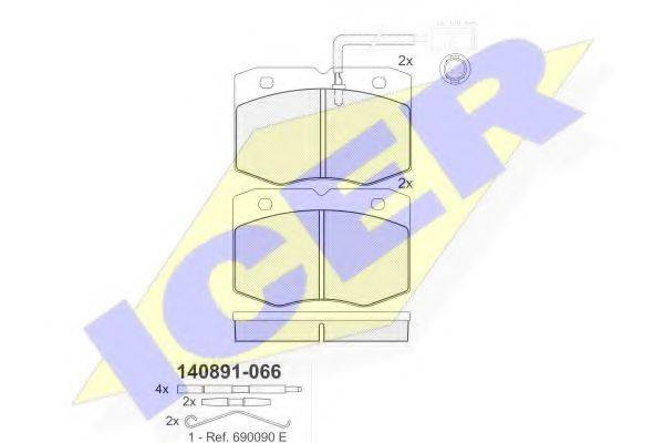 ICER 140891 Комплект гальмівних колодок, дискове гальмо