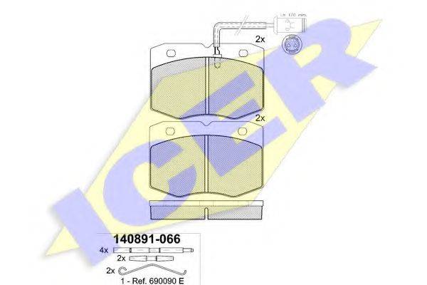 ICER 140891066 Комплект гальмівних колодок, дискове гальмо