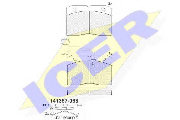 ICER 141357 Комплект гальмівних колодок, дискове гальмо