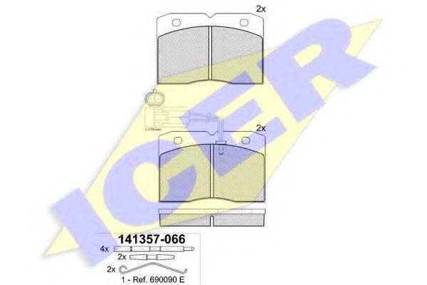 ICER 141357066 Комплект гальмівних колодок, дискове гальмо