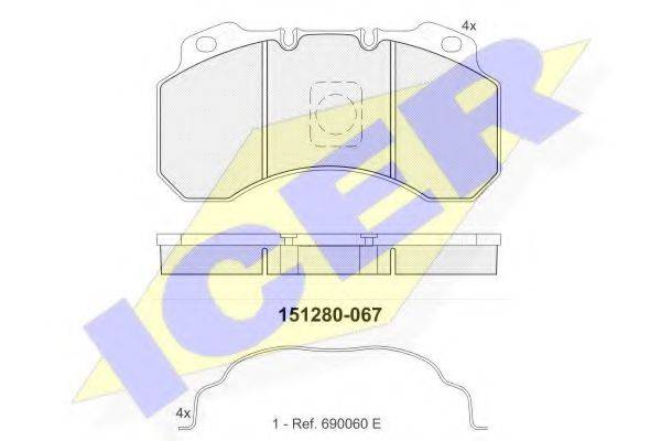 ICER 151280 Комплект гальмівних колодок, дискове гальмо