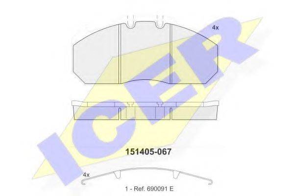 ICER 151405G Комплект гальмівних колодок, дискове гальмо