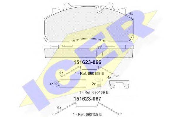 ICER 151623066 Комплект гальмівних колодок, дискове гальмо