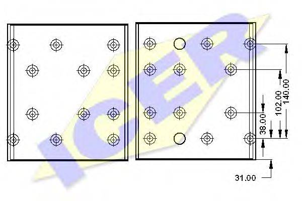 ICER 21909800 Комплект гальмівних черевиків, барабанні гальма