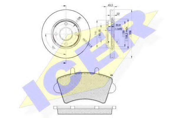 ICER 314425344 Комплект гальм, дисковий гальмівний механізм