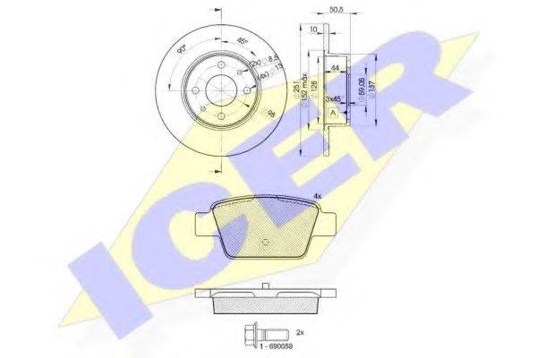 ICER 315034070 Комплект гальм, дисковий гальмівний механізм