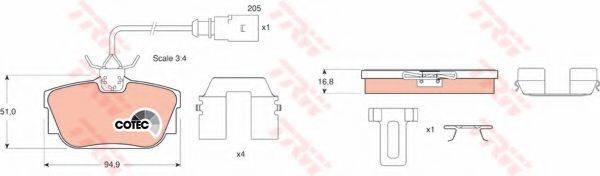 TRW GDB1369 Комплект гальмівних колодок, дискове гальмо