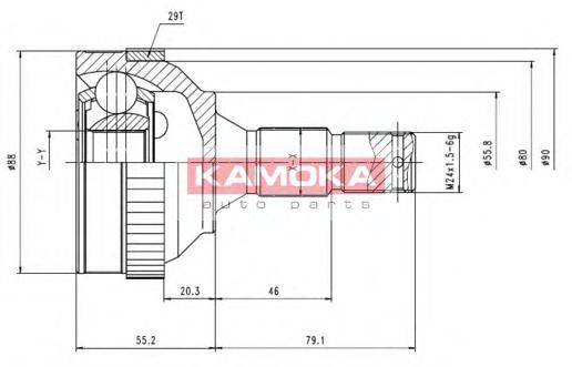 KAMOKA 6484 Шарнірний комплект, приводний вал