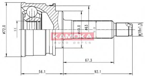 KAMOKA 6562 Шарнірний комплект, приводний вал