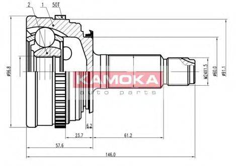 KAMOKA 6800 Шарнірний комплект, приводний вал