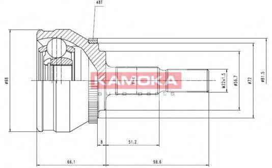 KAMOKA 7128 Шарнірний комплект, приводний вал