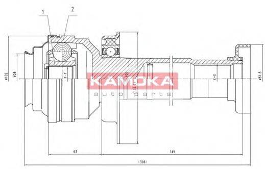 KAMOKA 8711 Шарнірний комплект, приводний вал