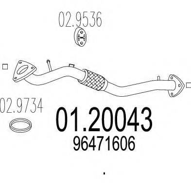 MTS 0120043 Труба вихлопного газу