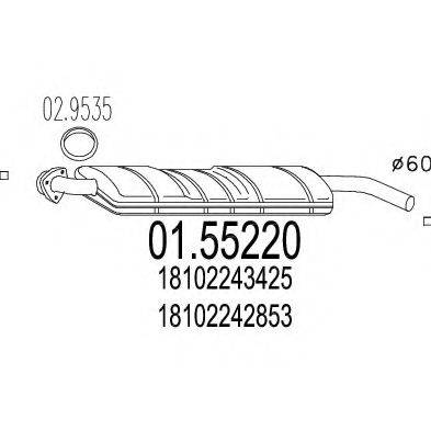 MTS 0155220 Середній глушник вихлопних газів