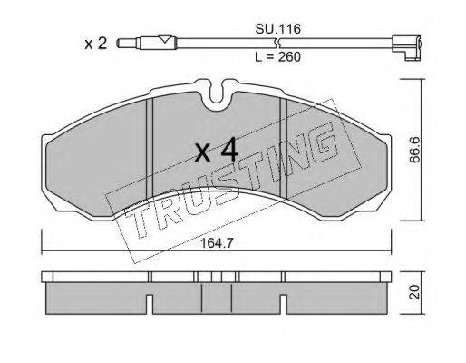 TRUSTING 2217W Комплект гальмівних колодок, дискове гальмо