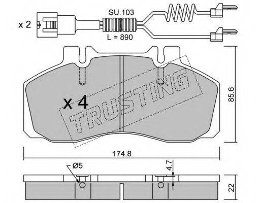 TRUSTING 2750W Комплект гальмівних колодок, дискове гальмо